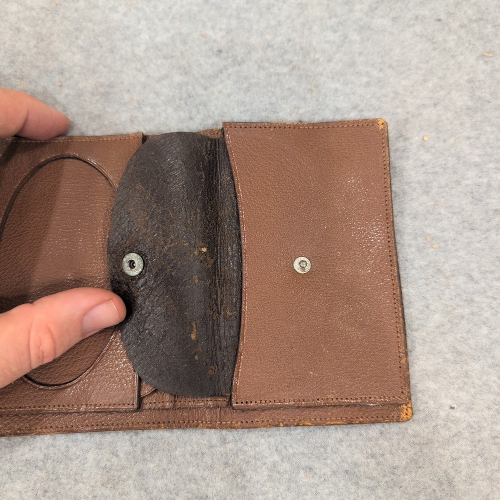 Vintage Egyptian Revival Hand Painted Leather Bifold Wallet Brown Camel Leather - Picture 5 of 6